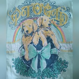 Lauren James Mint Green POT Of Gold Graphic Tee Size YM